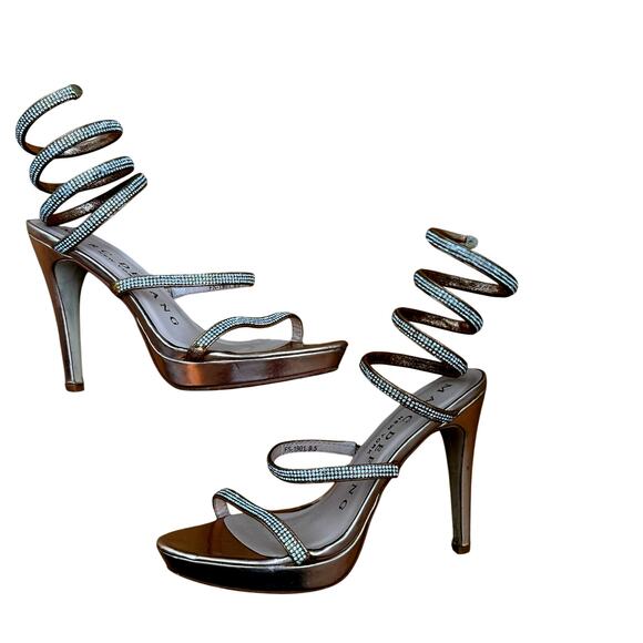 Marc Defang Serene Rose Gold Rhinestone Embellished Wrap Stiletto Heels 9.5 - Picture 5 of 11